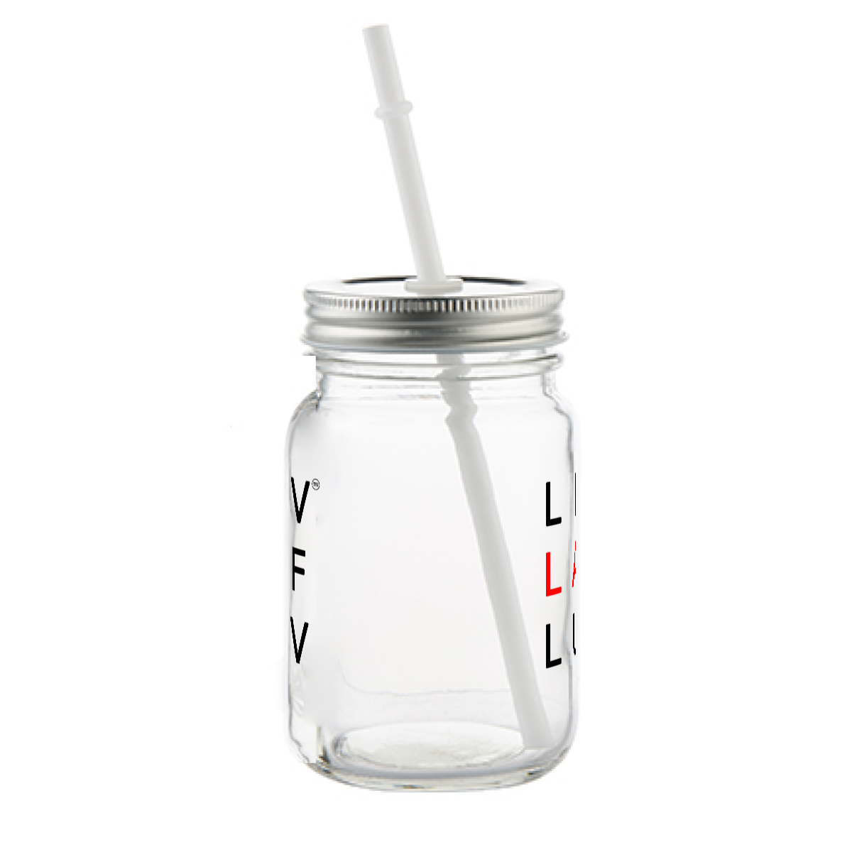 LIV LAF LUV 12oz Mason Jar Mug - Clear Glass with Handle